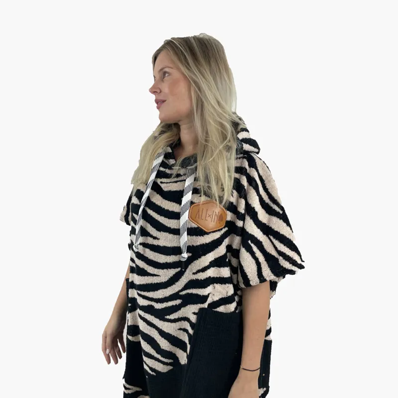 All In Zebra Poncho Black Dark Pink-1